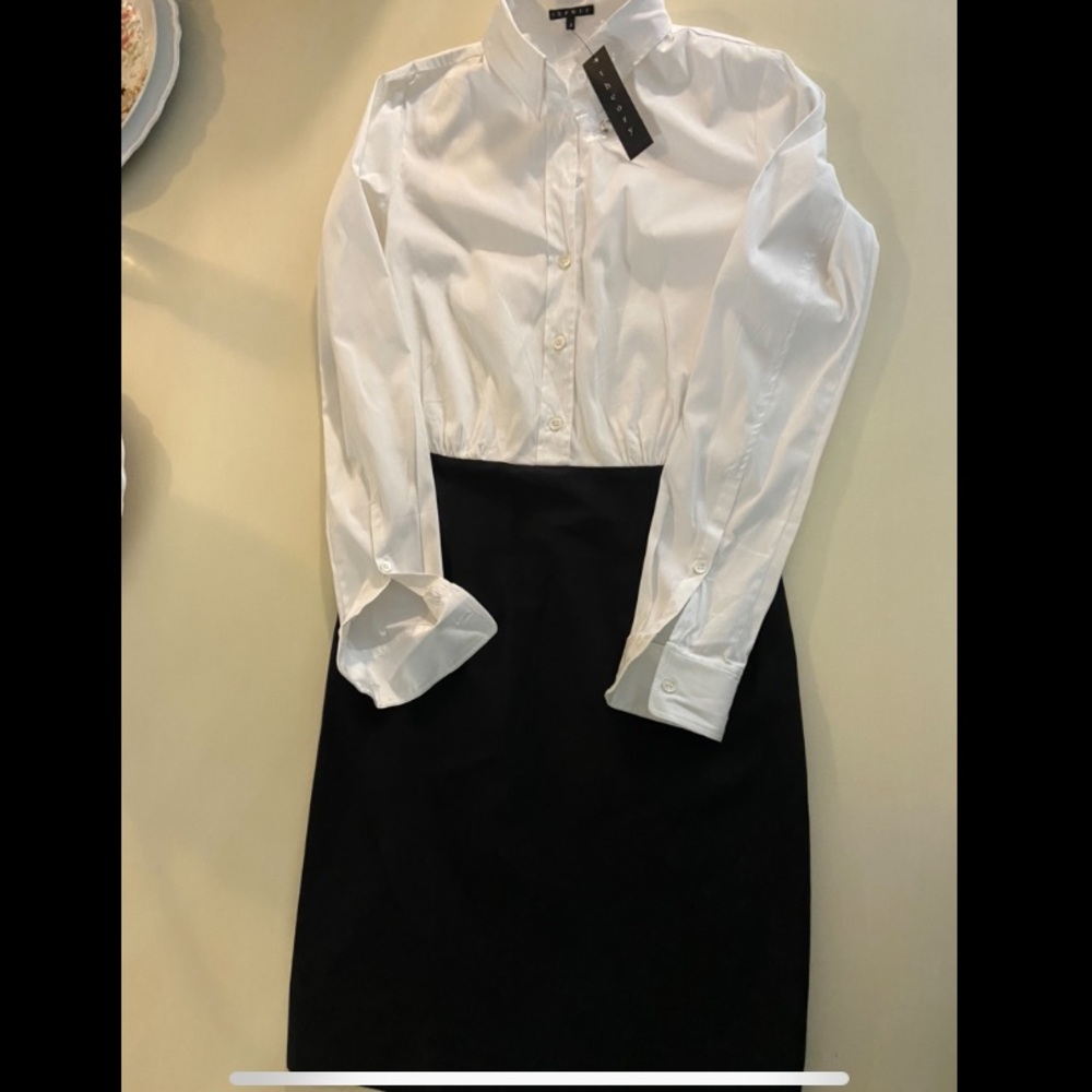 THEORY- NWT Black and White Shirt Dress